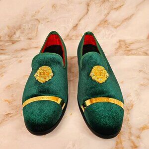 ELANROMAN Men’s Green Velvet Loafers, size 12 (EU 46)
